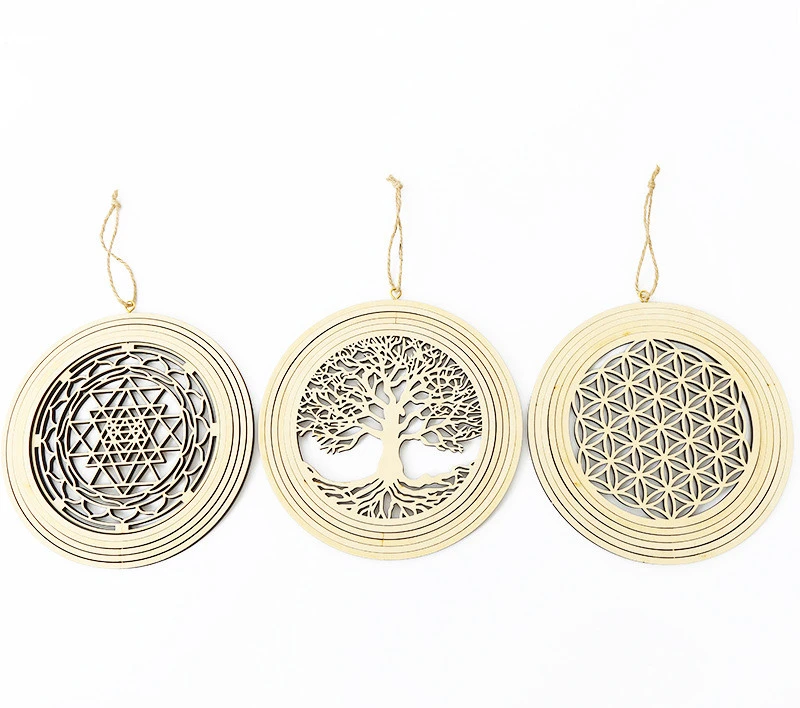 Amazon Cross-Border Sacred Flower Of Life Wooden Geometric Ornaments