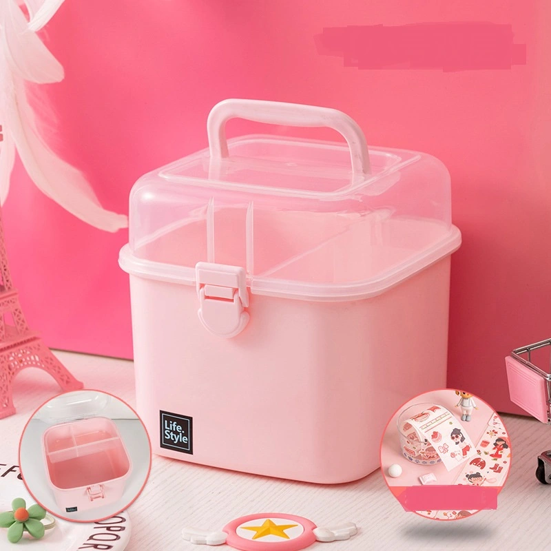 Creative Pink Transparent Plastic Multi-Layer Storage Box