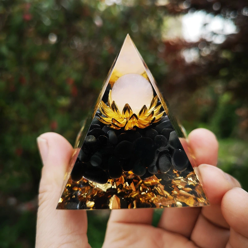 Natural Crystal Ball Ogan Pyramid Lotus
