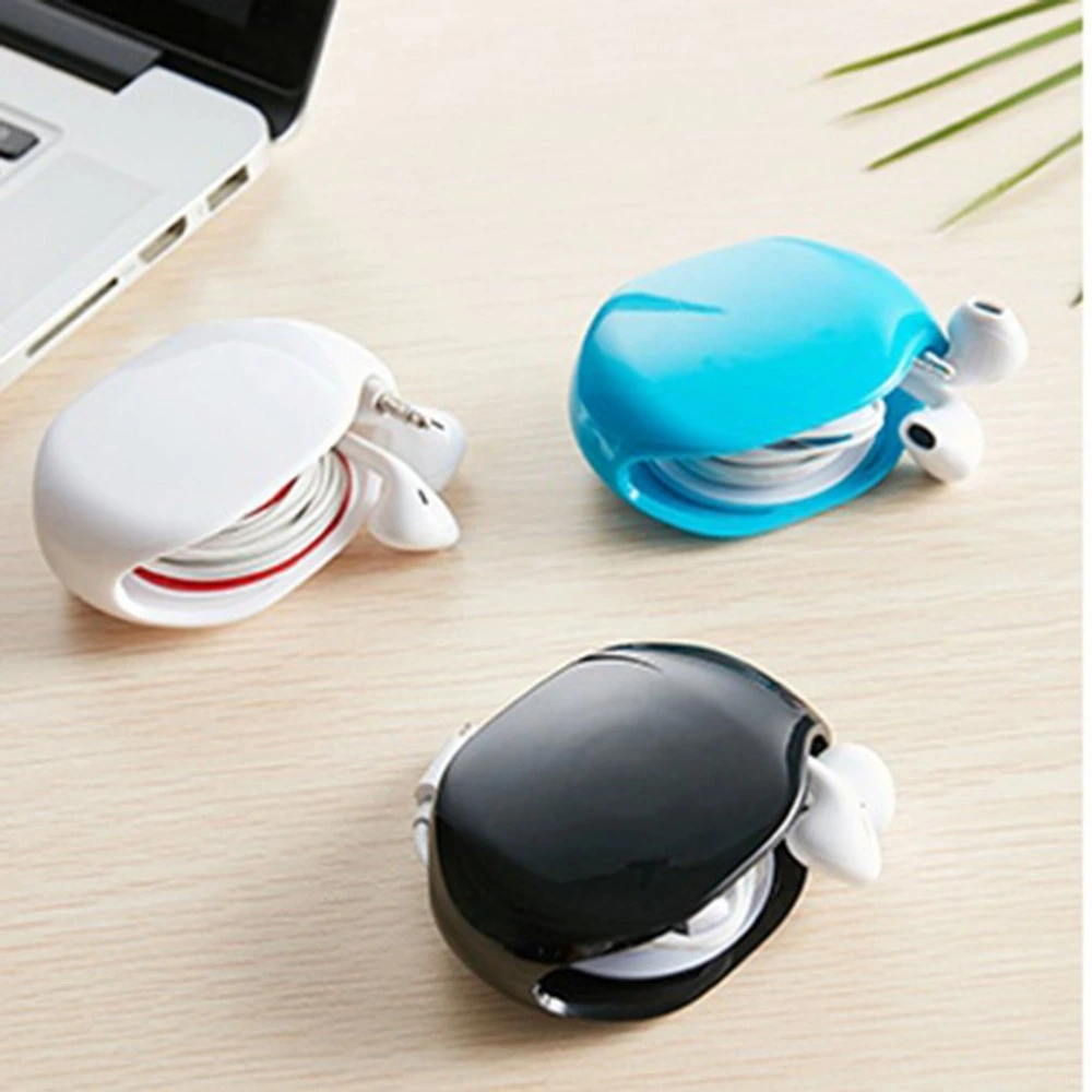 Earphone Winder Mobile Phone Data Cable Storage Box Portable Automatic Cables Reel Hubs Holder Organizer