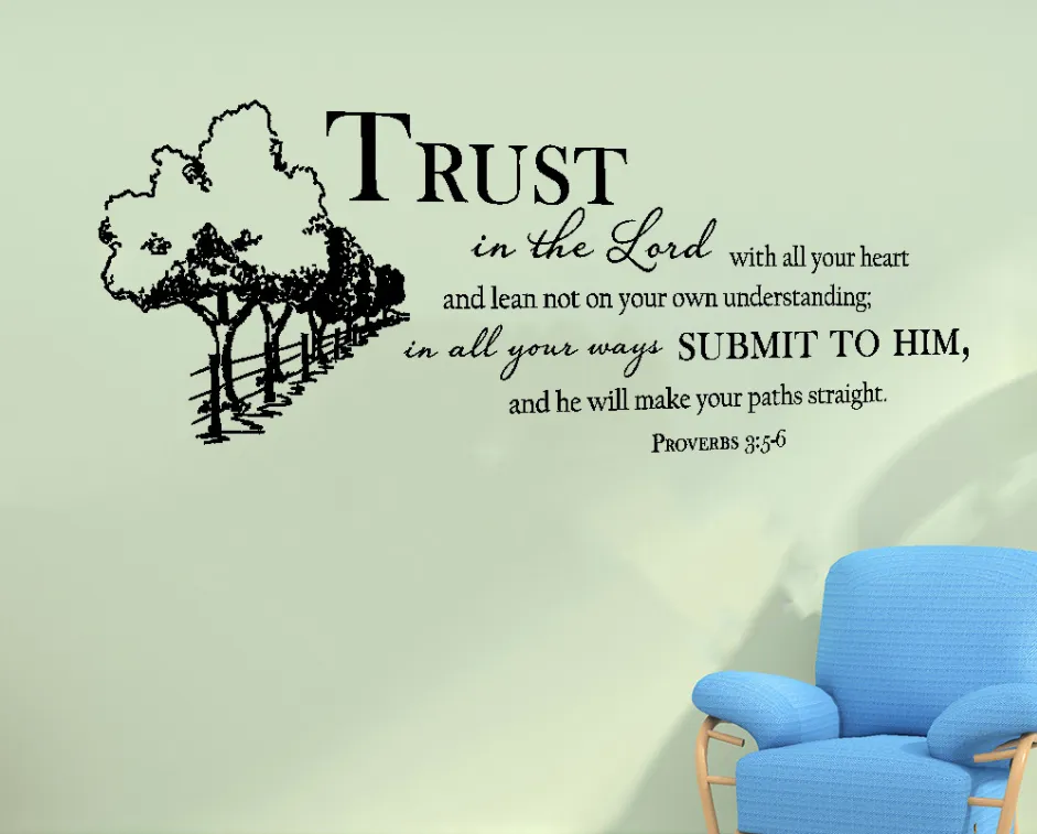 Trust In The Lord Trust In God Woods Road Vinyl Sticker Flower Living Room Wall Deocr