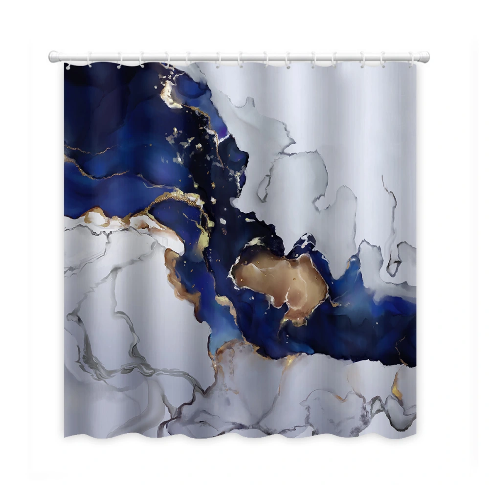 Marble Pattern Printed Polyester Shower Curtain Fabric Bathroom Partition Shower Curtain Hanging Curtain