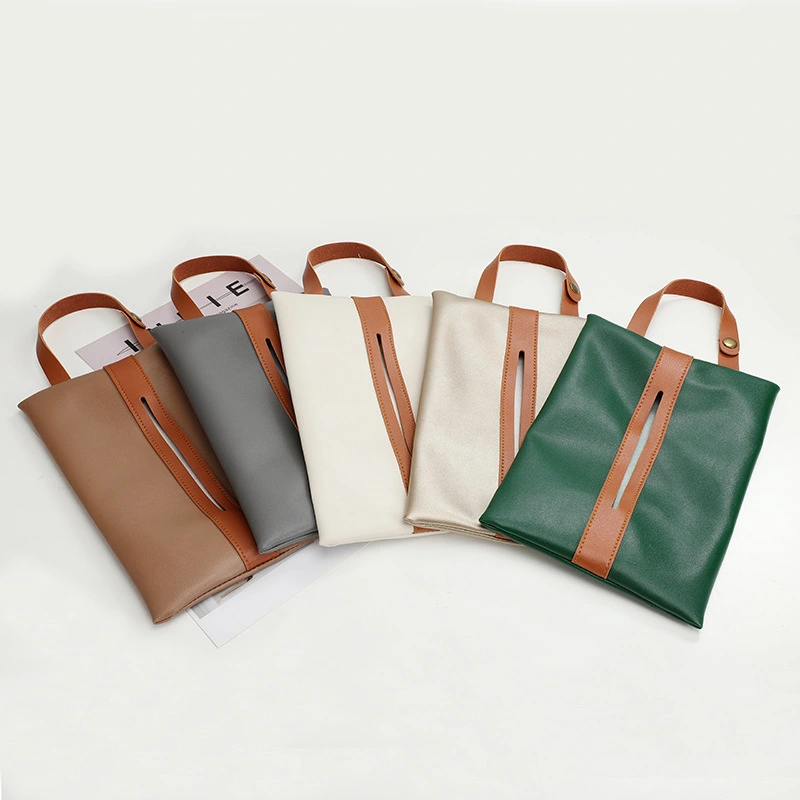 Creative Leather Color Matching Tissue Bag