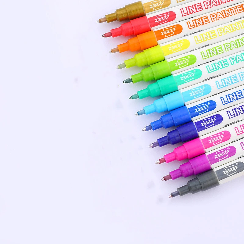 Z500 Silver Edge Color Double Line Outline Pen Student Office Writing Mark Greeting Card Graffiti Marker Pen 8  12 Colors