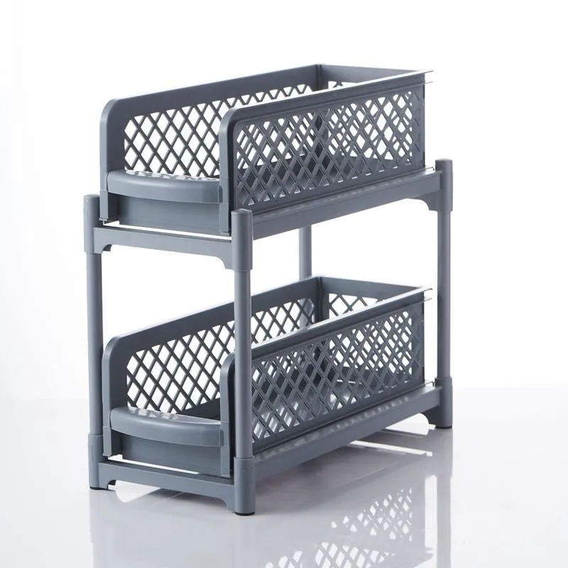 2 Tier Sliding Cabinet Basket Organizer Drawer Mesh Storage Organizer