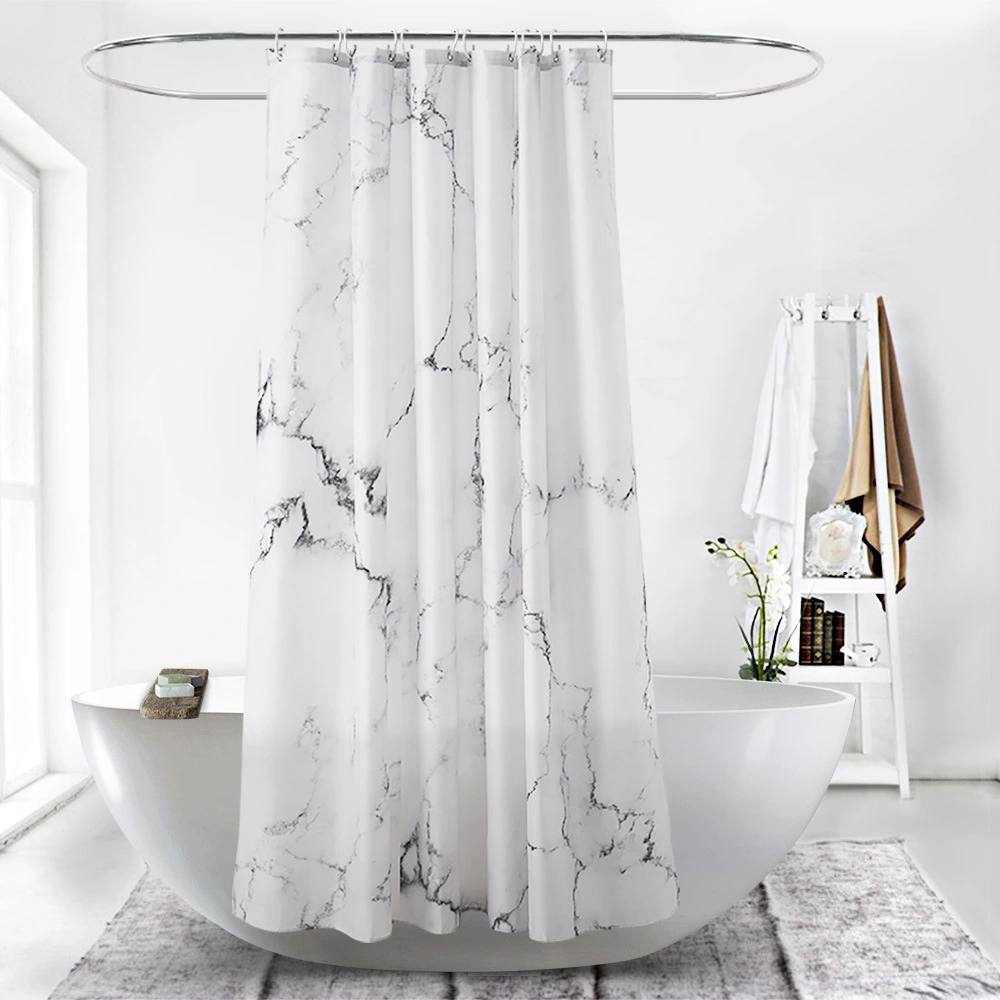 Marbled Polyester Waterproof Shower Curtain