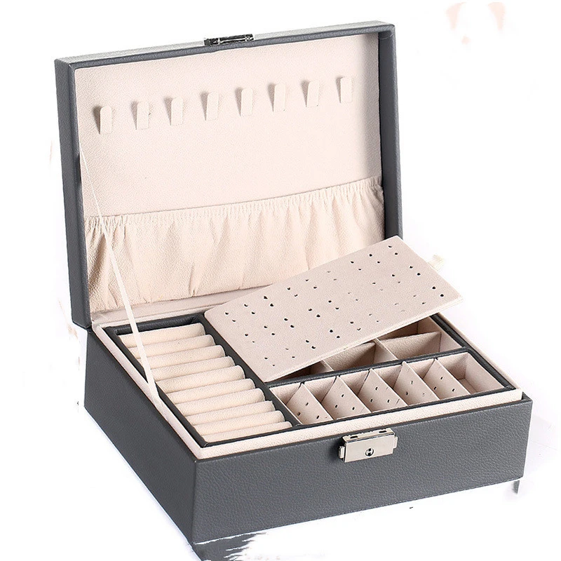 Double-Layer Leather Jewelry Storage Box Multifunctional Jewelry Box Customized