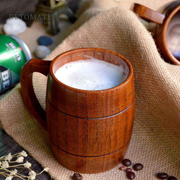 Retro Handle Mug Export Original Single Whole Wooden Mug Body Wooden Beer Mug Milk Water Cup