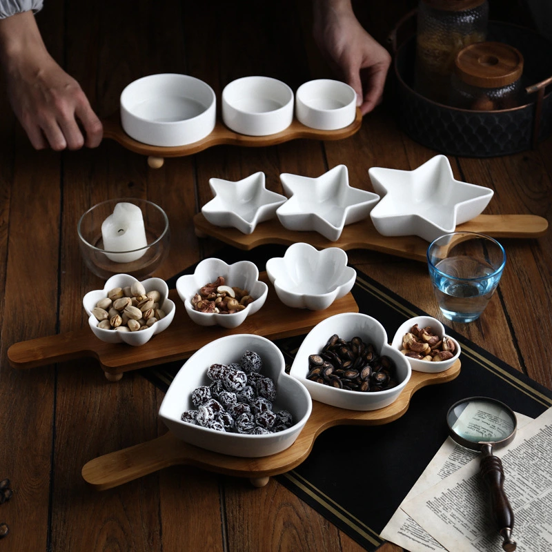 Ceramic Fruit Divided Platter, Dried Fruit Plate, Dessert Plate, Melon Seed And Nut Plate