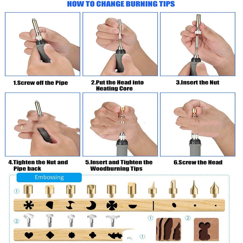 Diy 99Pcs Wood Burning Kit Heat Transfer Gourd Engraving Tool With Switch Thermostat Soldering Iron Pen Kit 