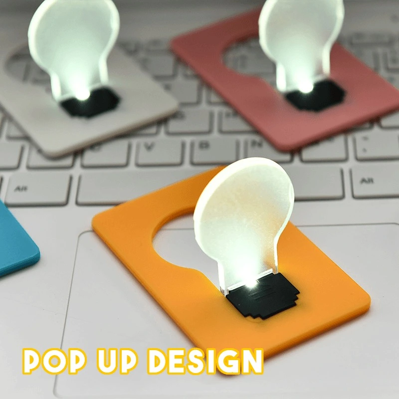 Foldable LED Pocket Lamp Mini Wallet Pocket LED Card Light Novelty Lighting Bulb Lamp Credit Card Size Ultra-thin Lamp 