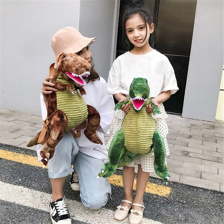 Creative 3D Dinosaur Backpack for Children Cartoon Animal Plush Dinosaurs Bag Cute Funny Parent-child Bags for Girl Boys