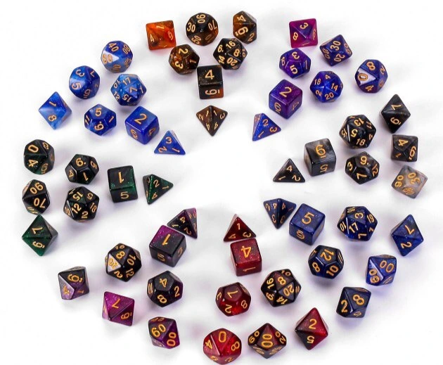 Starry Sky Two-color Multi-faced Dice Set, A Set Of Seven Digital Game Dice