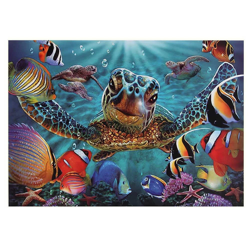3D Adult 1000 Piece Ocean World Turtle Plane Puzzle Thicken Paper Jigsaw Decompression Toy  