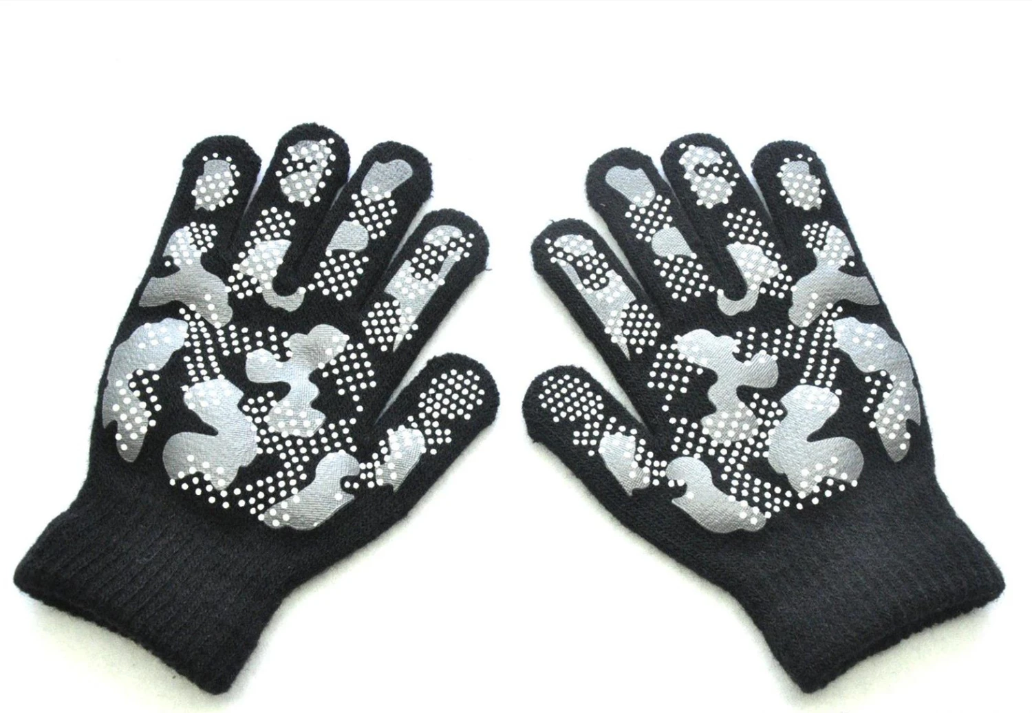 5-11 Years Old Children's Winter Warm Knitted Gloves For Primary School Students Outdoor Sports Non-slip Camouflage PVC Offset Gloves