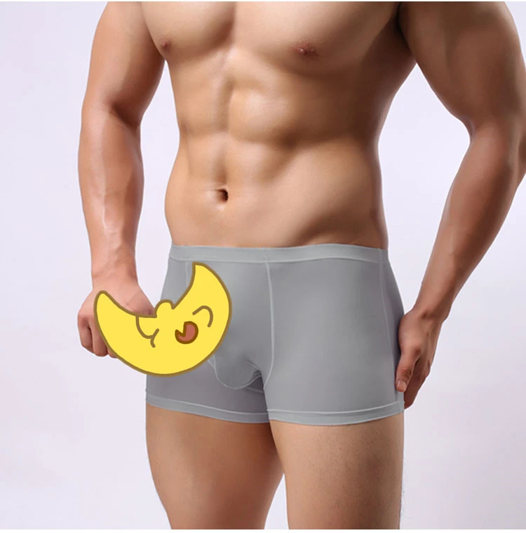 Men'S Gun Bullet Flat Pants Transparent Sexy Underwear Men'S Transparent Ice Silk Four-Leg