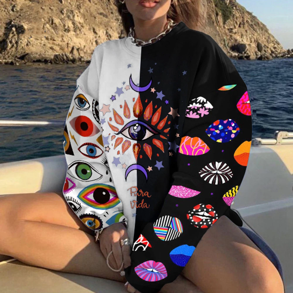 European and American New Digital Printing Hooded sweaterS