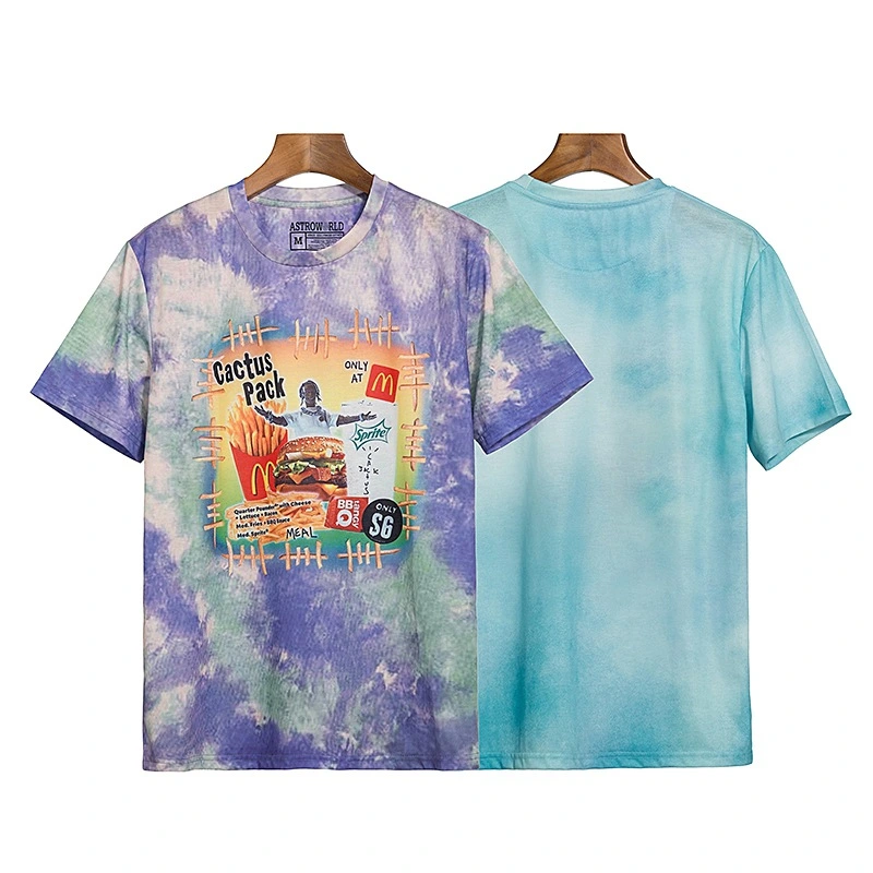 Loose Casual Round Neck Hamburger Fries Doll Print Short Sleeves