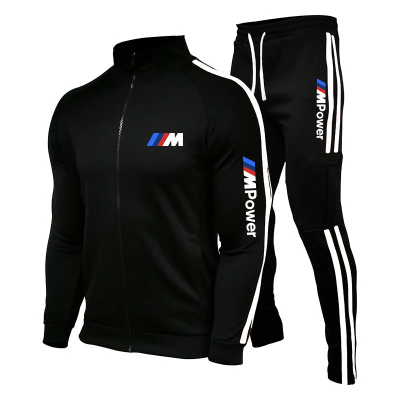 Casual Stand-Up Collar Zipper Sweatshirt Cardigan Fitness Sports Stitching Jogging Suit