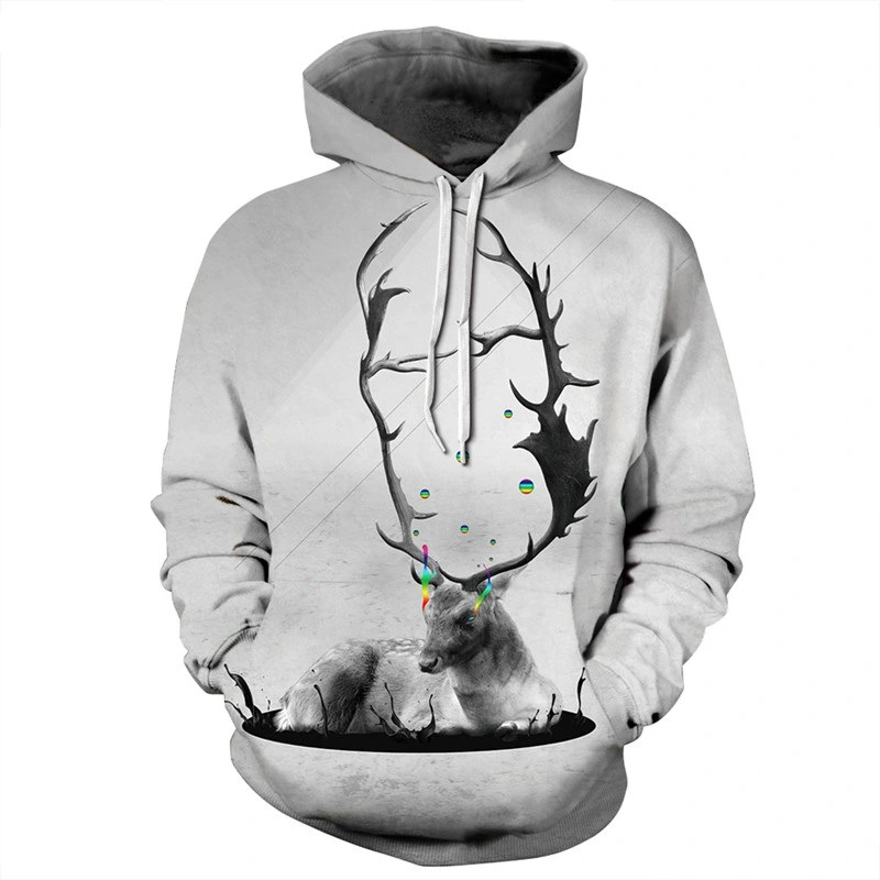3D Wolf Digital Printed Hooded Baseball Jacket