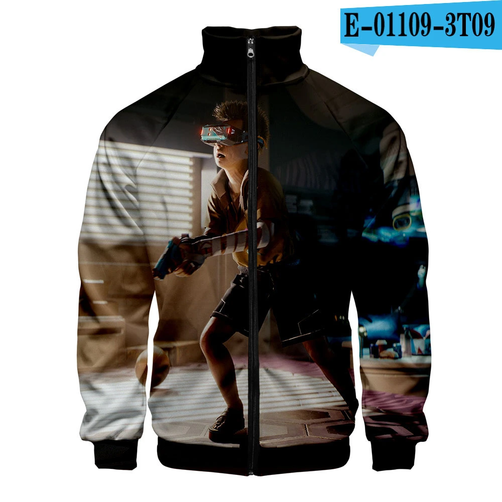 One Piece Peripheral 3D Color Printing Casual Stand Collar Jacket Men