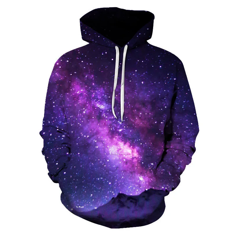Loose Hooded Starry Sky 3D Digital Printing Sweater