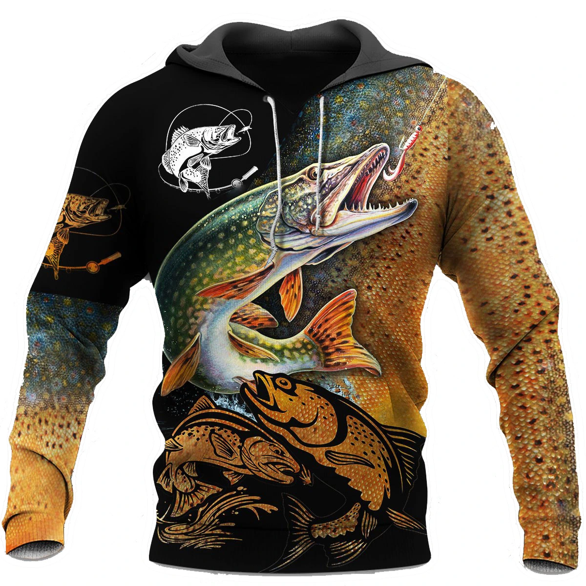 Men's Sweatshirt Fishing Sea Fishing Series 3D Printing Hooded Pullover Sweater