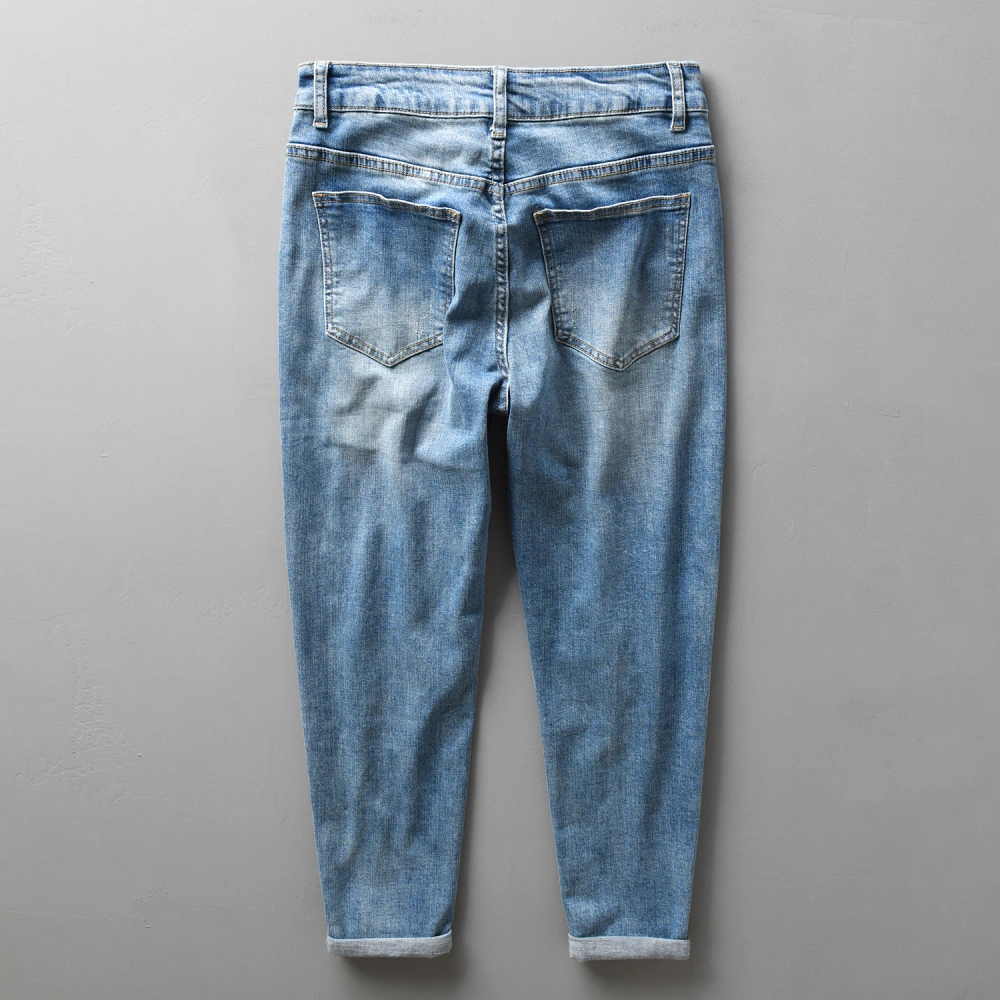 Jeans Men's Autumn Cotton Cropped Trousers