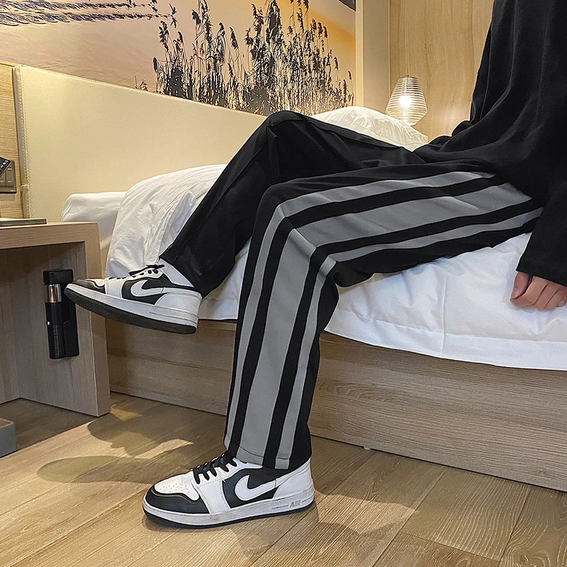 Spring Striped Mopping Pants Men'S Straight Casual Pants Trend Hip-Hop Pants