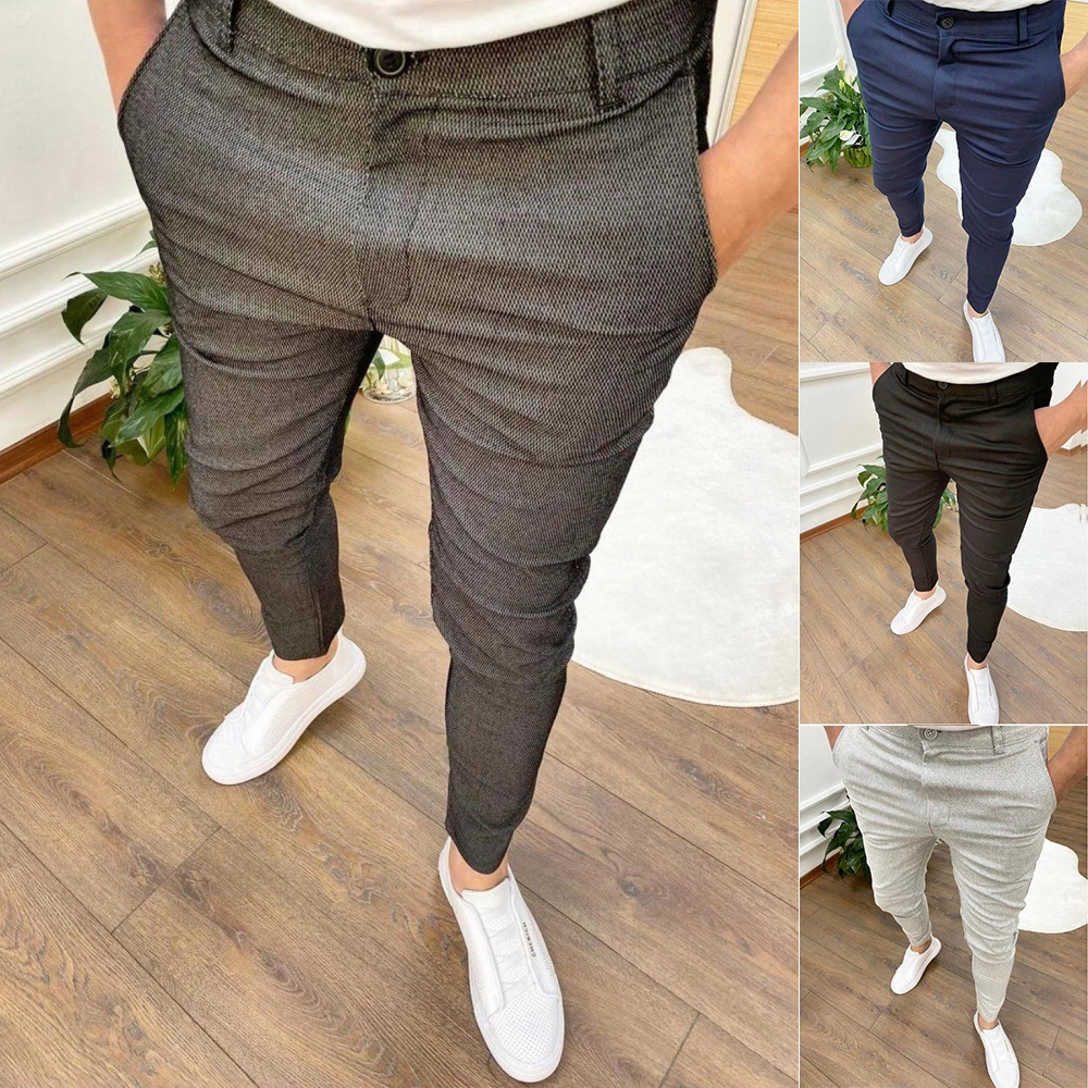 Men's Fashion Textured Button Casual Pants