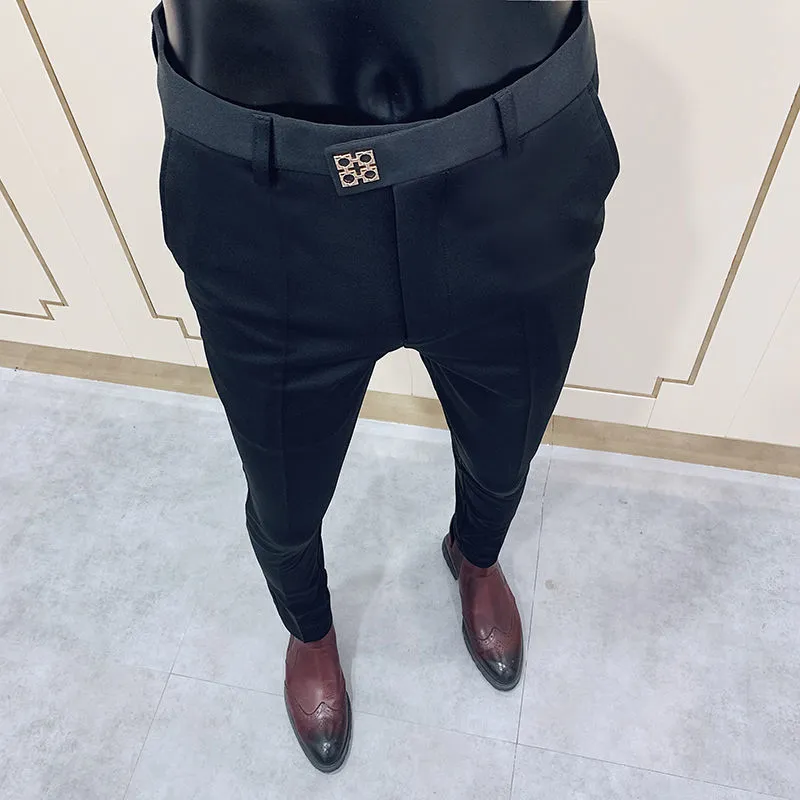  Korean Version Of The New Trousers Casual Men's Slim Nightclub Nine-Point Pants Suit Pants Men