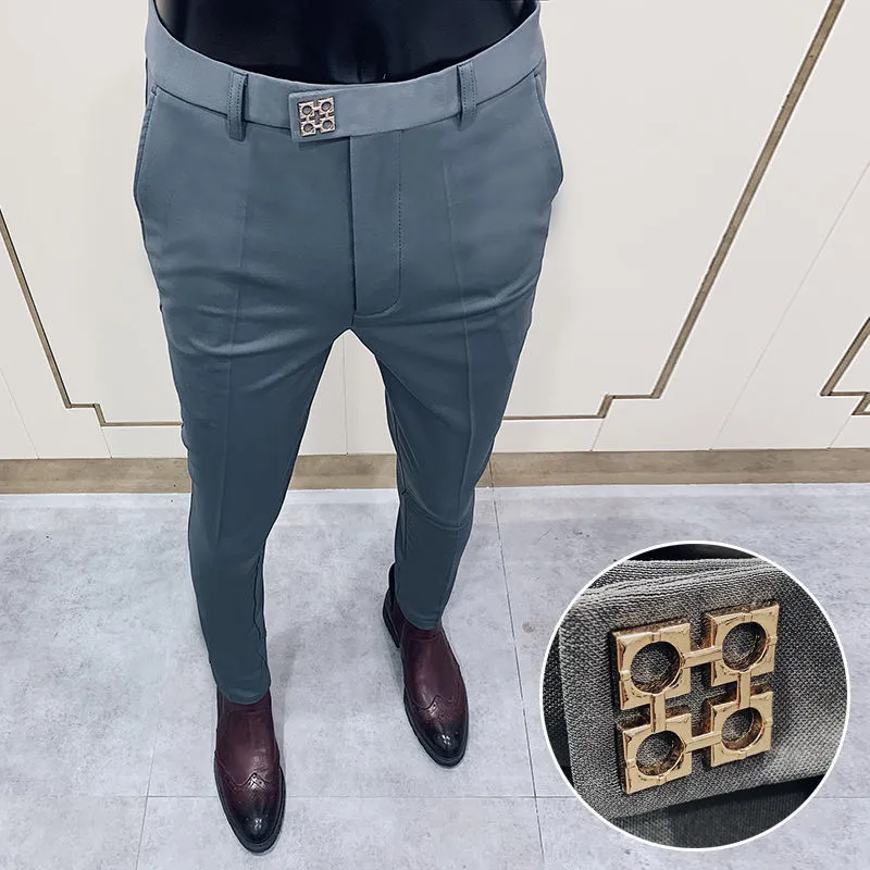  Korean Version Of The New Trousers Casual Men's Slim Nightclub Nine-Point Pants Suit Pants Men