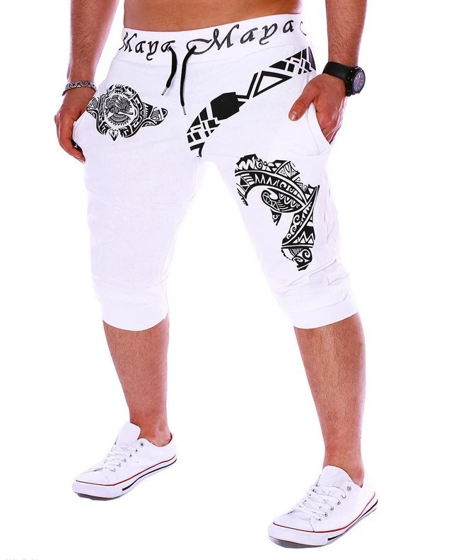 New Men'S Casual Pants, Cropped Trousers, Retro Printing Men'S Breeches, Harem Pants