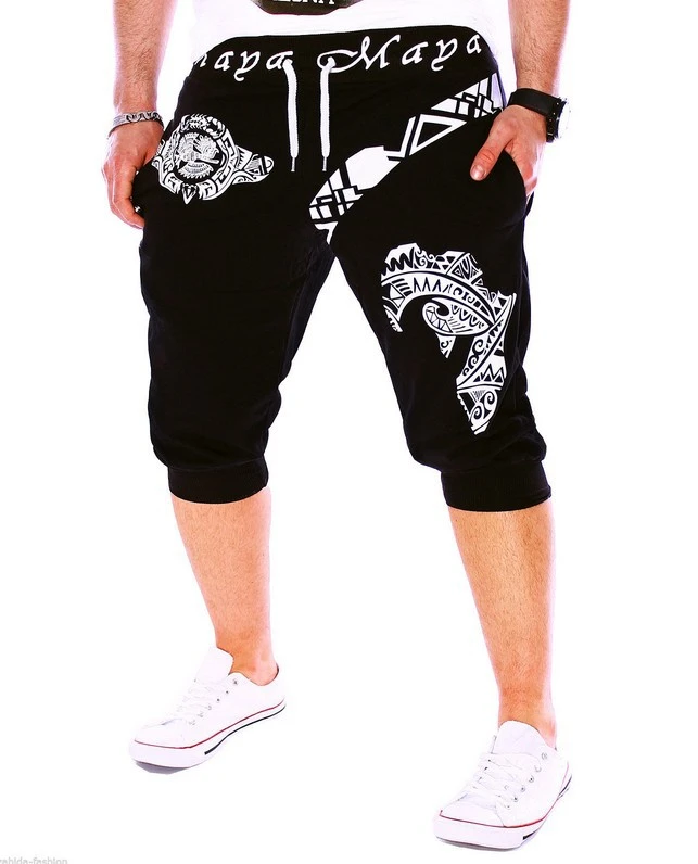 New Men'S Casual Pants, Cropped Trousers, Retro Printing Men'S Breeches, Harem Pants