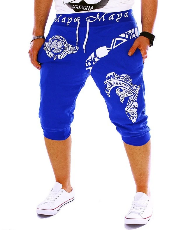 New Men'S Casual Pants, Cropped Trousers, Retro Printing Men'S Breeches, Harem Pants