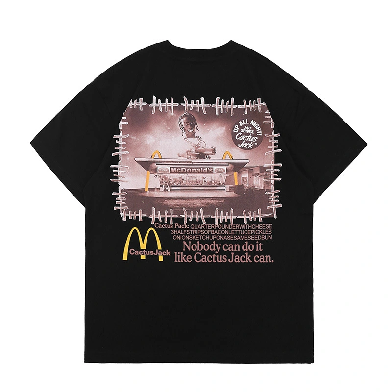 European And American Fashion Brand High Street Doll Print Round Neck Short-Sleeved T-Shirt