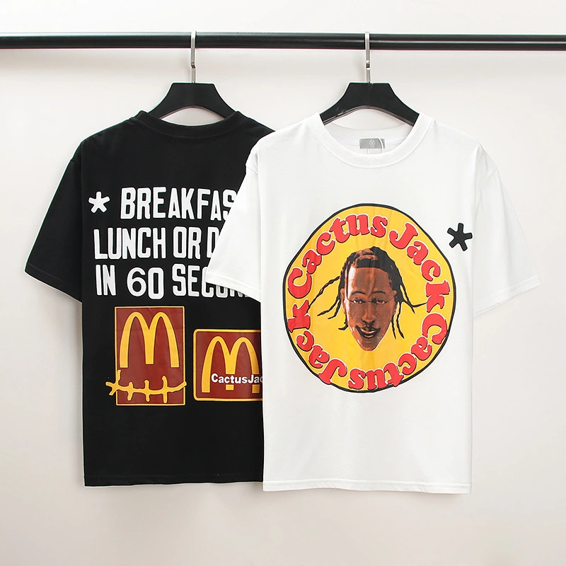 TS Burger Fries Doll Print Short Sleeve T-Shirt Trend
