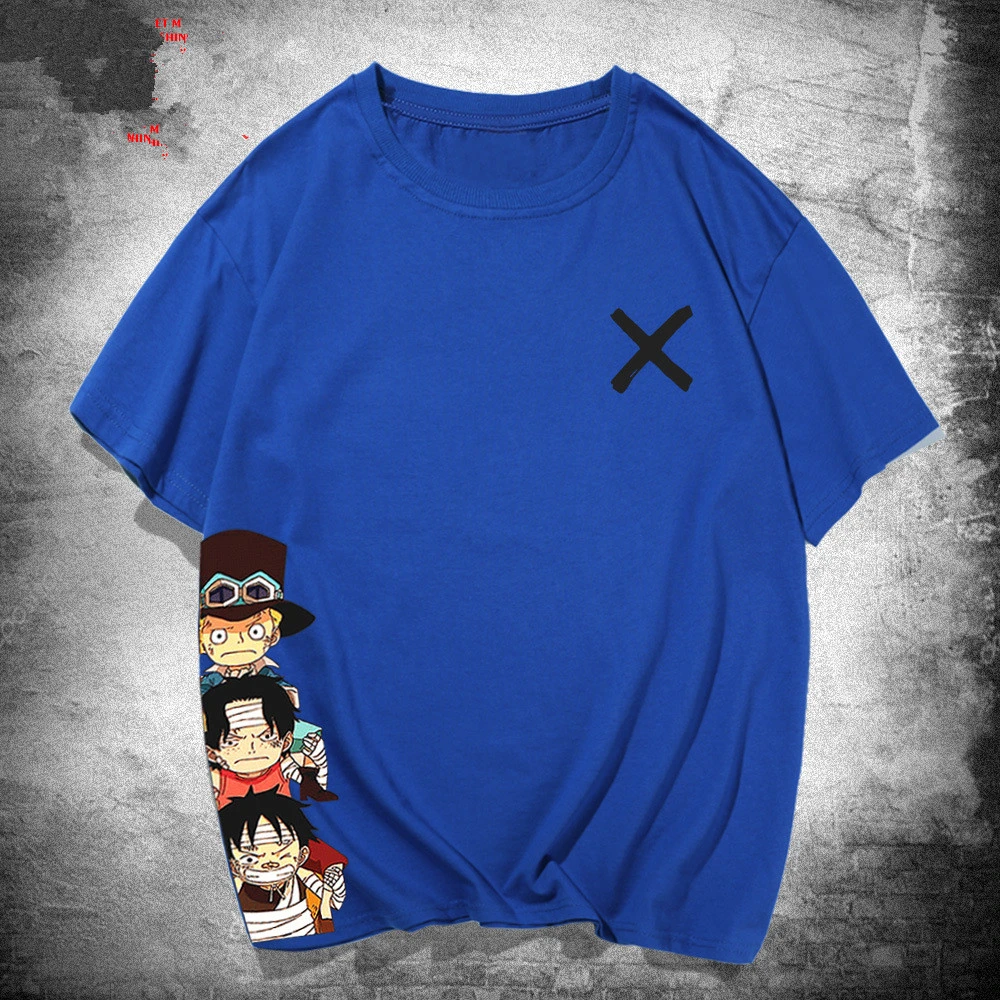 One Piece T-Shirt Men'S Summer Tide Brand Anime Luffy Print Youth Men'S Clothing
