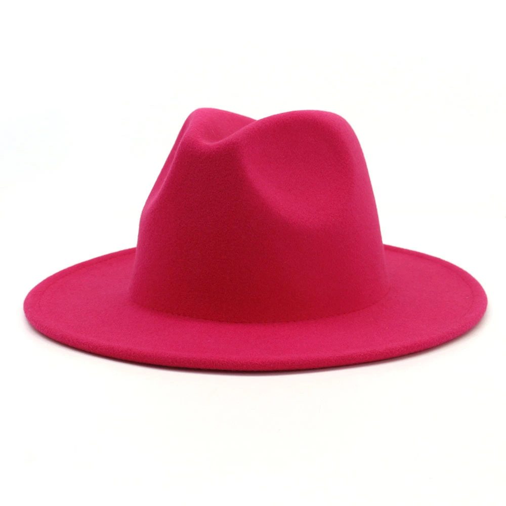 Black Minimalist Woolen Flat Brimmed Jazz Hat With Large Brim