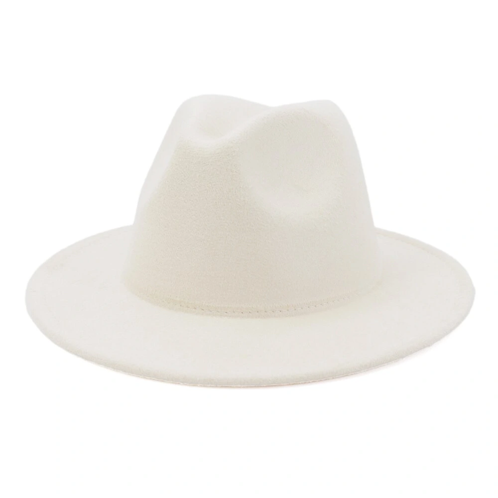 Black Minimalist Woolen Flat Brimmed Jazz Hat With Large Brim