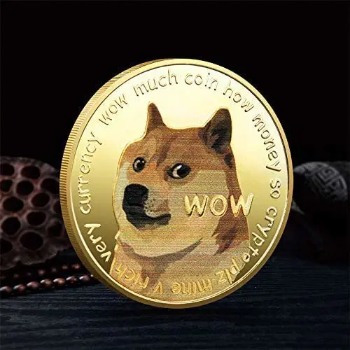 Dogecoin Coin Commemorative Collectors Gold Plated Crypto Wow Doge Coins to The Moon New Limited Edition Collectible with Protective Case (Gold)