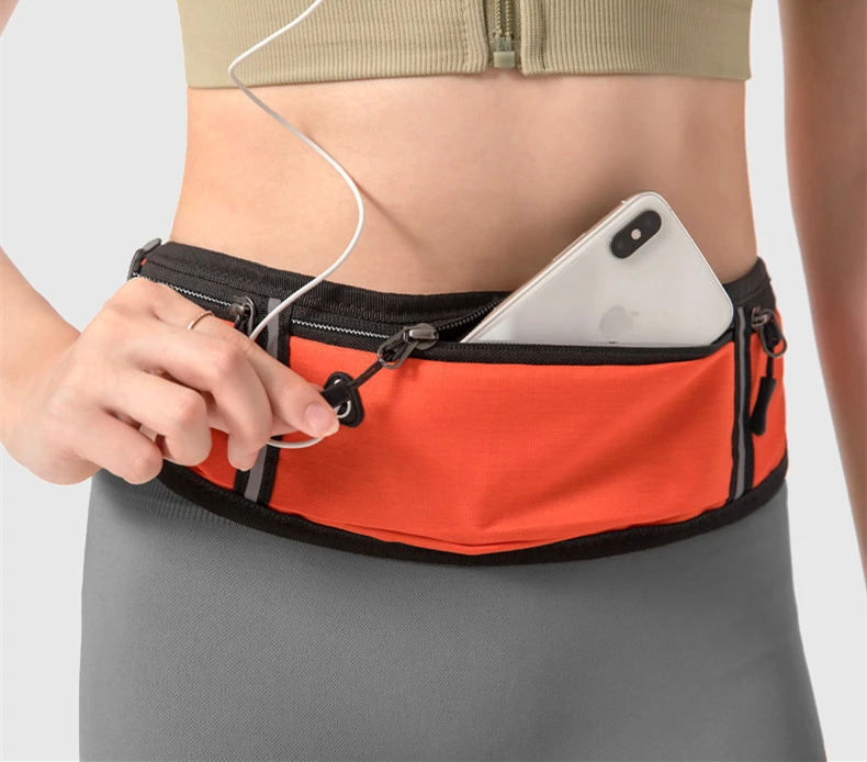 New Fitness Outdoor Sports Lightweight Men'S Waist Bag Reflective Strip With Earphone Hole