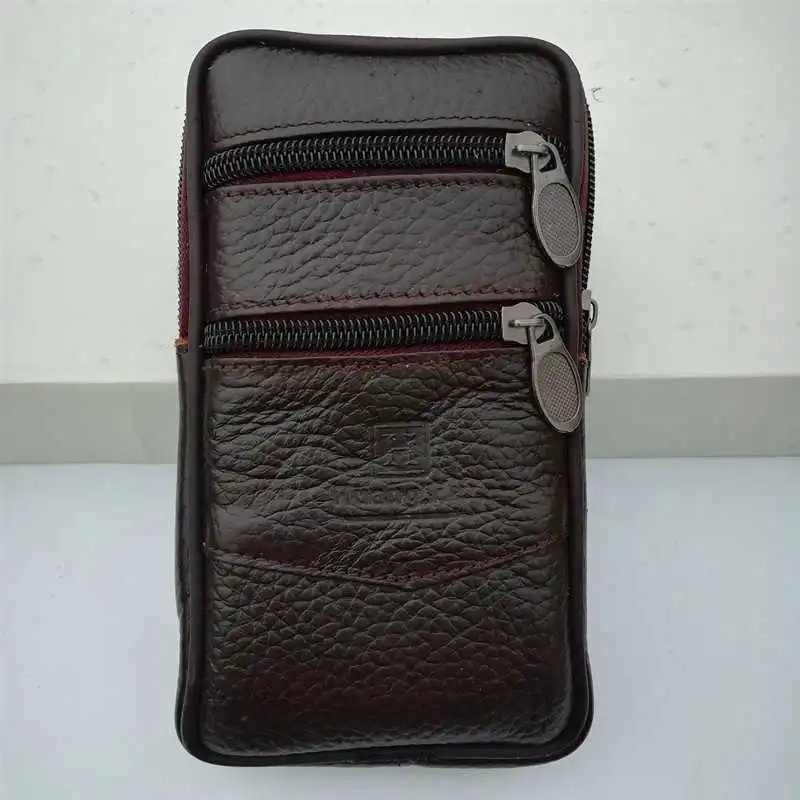 Leather Phone Bag Men's Wear Belt Waist Bag Multifunctional