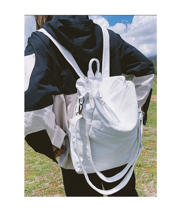 Student School Bag Large Capacity Pu Portable Diagonal Bag Travel Backpack
