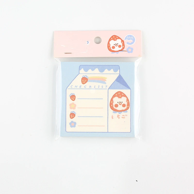 MINKYS New Kawaii 100 Sheets Cute Milk Strawberry Memo Note Daily