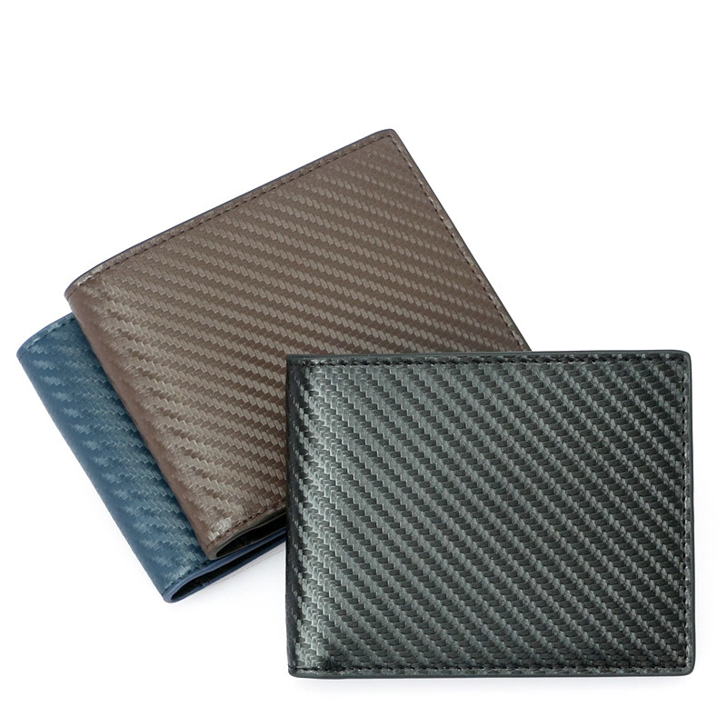 Carbon Fiber Pattern Anti-Theft Leather Men'S Wallet