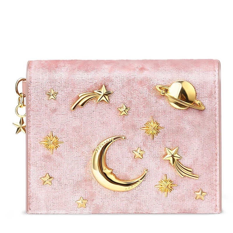 Ladies Star And Moon Bag Velvet Starry Sky Short Wallet