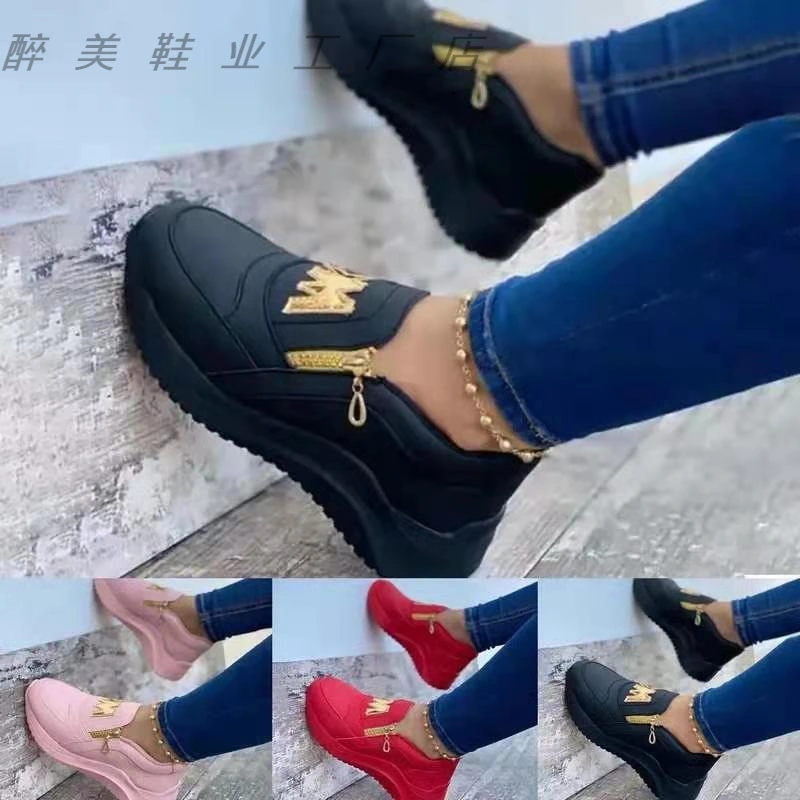 Spring New Sports Shoes Women'S Platform One Pedal Solid Color Casual Shoes In Stock