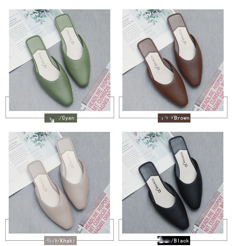 Baotou Half-girls Wear Flat-bottomed Low-heeled Lazy Sandals And Slippers Female Net Red In Summer