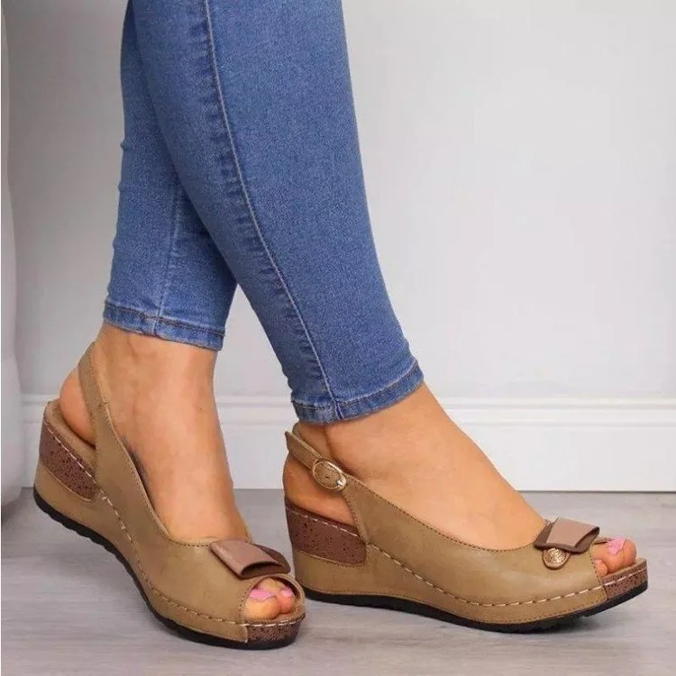 New Fish Mouth Women's Sandals Wedge Heel Plus Size Women's Shoes